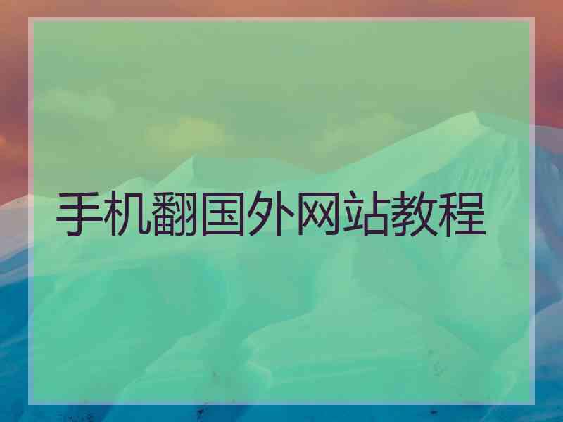 手机翻国外网站教程