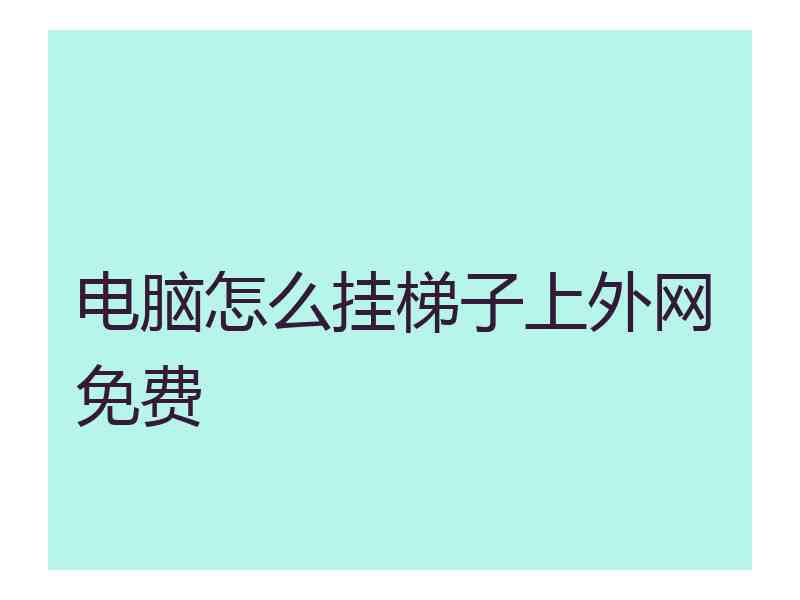电脑怎么挂梯子上外网免费