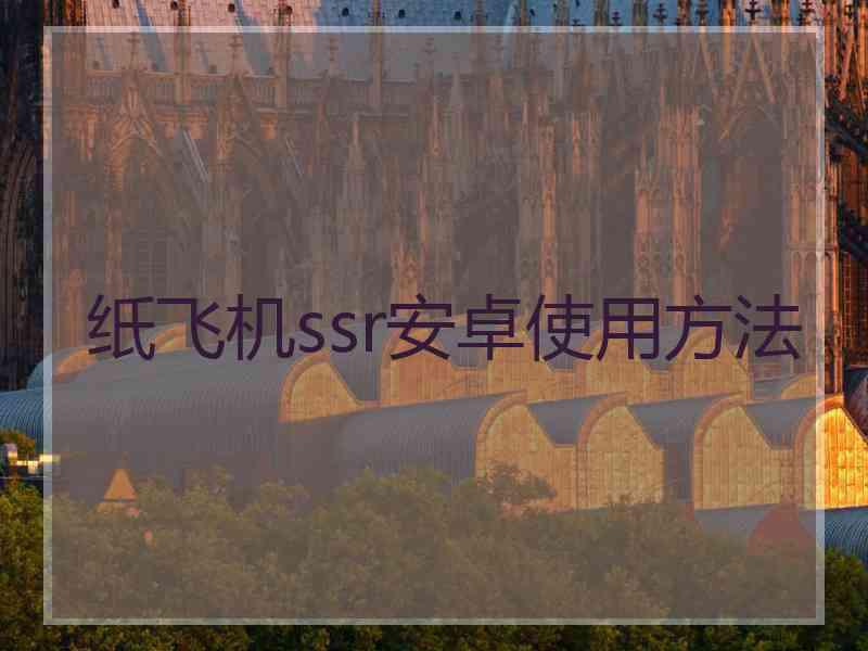 纸飞机ssr安卓使用方法