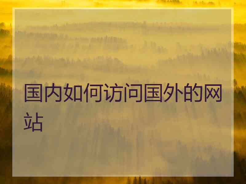 国内如何访问国外的网站