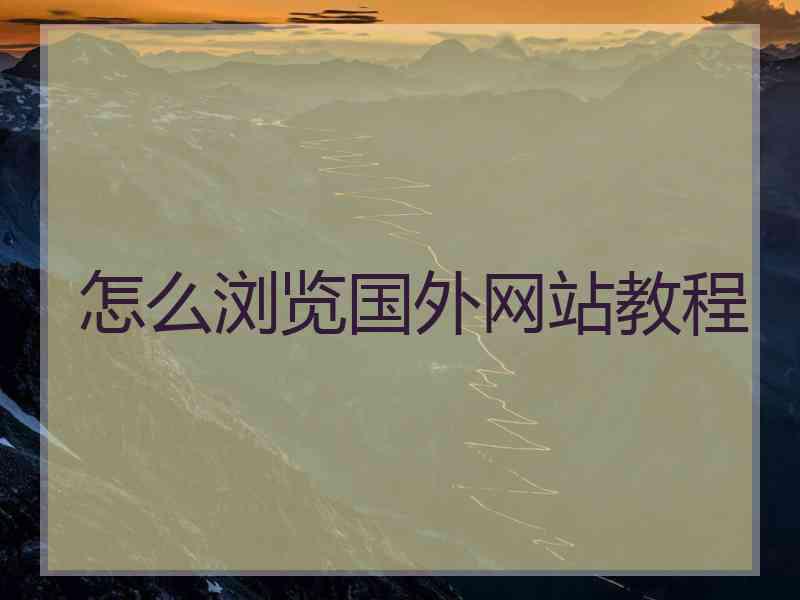 怎么浏览国外网站教程