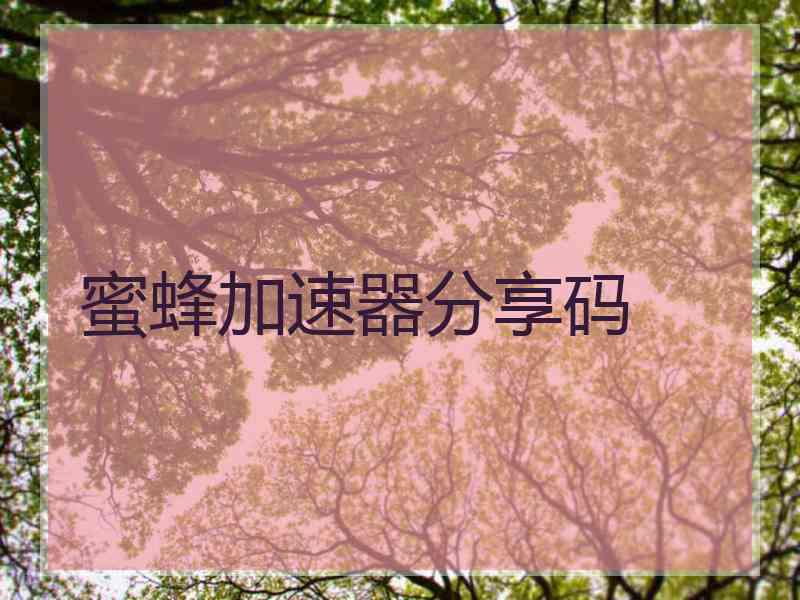 蜜蜂加速器分享码