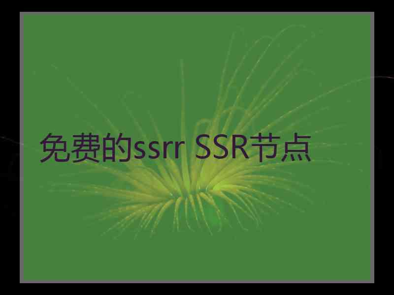 免费的ssrr SSR节点