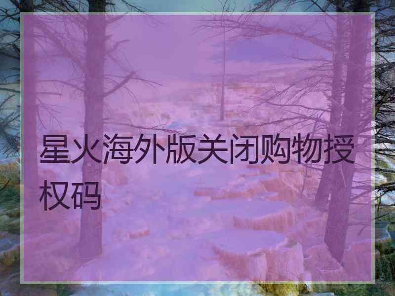 星火海外版关闭购物授权码