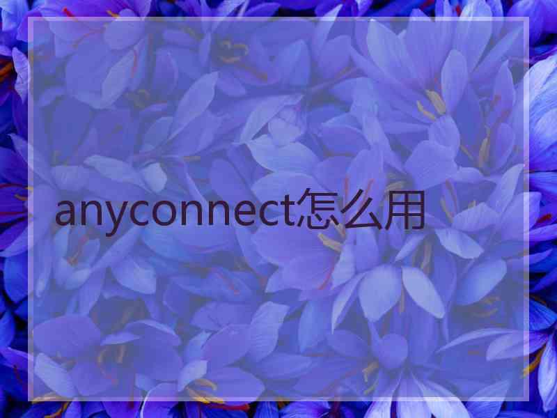 anyconnect怎么用