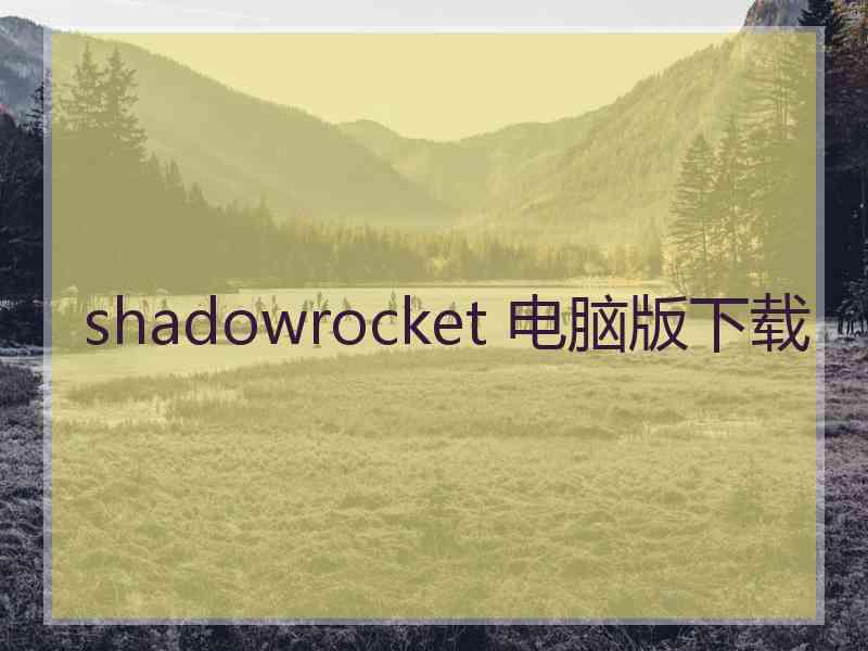 shadowrocket 电脑版下载