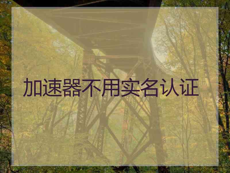 加速器不用实名认证