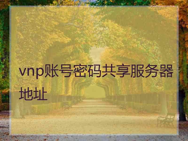 vnp账号密码共享服务器地址